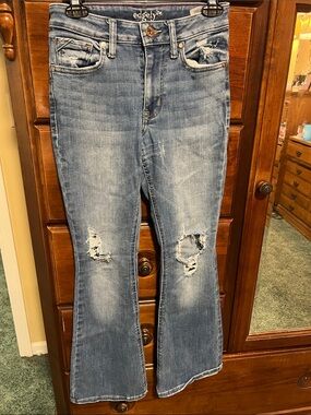 Maurices Distressed Light Blue Flare Jeans